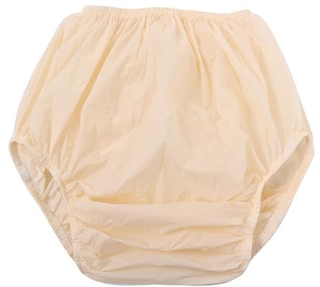 XUOUP Erwachsene Plastik Windelhose, Inkontinenz-Slip, Postoperative Schutzhosen, Wasserdicht, Auslaufsicher, Für Längere Bettruhe, Medizinisches Personal Apricot,XL