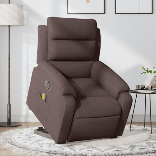 Owoxanthellate Fauteuil de massage électrique marron foncé, 75 × 92,5 × 100 cm, aide au relèvement, fonction allongée, massage vibrant à 6 points, housse en polyester