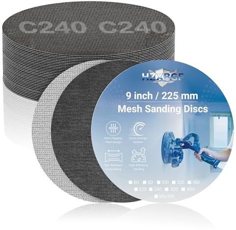 HZXBGF Disques Abrasifs Grain 240 225 mm en Maille pour Ponceuses à Perche | 10 PCS, Anti-Colmatage Sans Poussière, Fixation Scratch, Abrasif Carbure de Silicium, Ponçage Lissage Enduit Mural Bois Métal