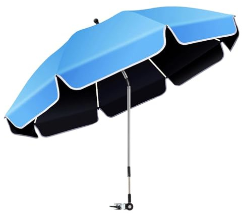 Ombrello per sedia da spiaggia con morsetto | Paralume regolabile a 360° protezione UV | Ombrello pieghevole per sedia - ideale per terrazza, vacanza, giardino, cortile, spiaggia, campeggio, balcone