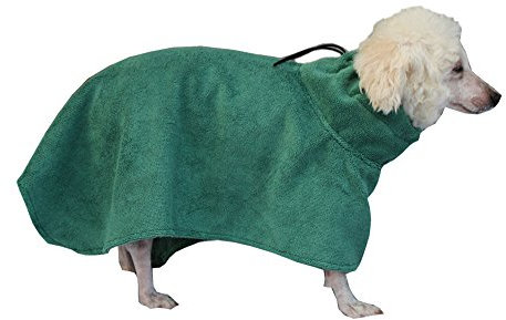ZoonPark® Mikrofaser Hundebademantel, schnell trocknender Hundebademantel Haustier Katze Hund Welpen Badetuch (XL, Grün)