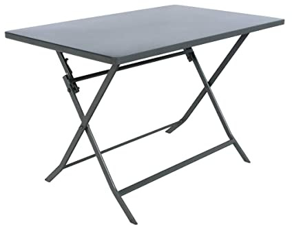 Hespéride - Table de Jardin Pliante Rectangle Greensboro 4 Places Gris Graphite - Acier Antirouille Renforcé - Mobilier pour Jardin, Balcon, Terrasse