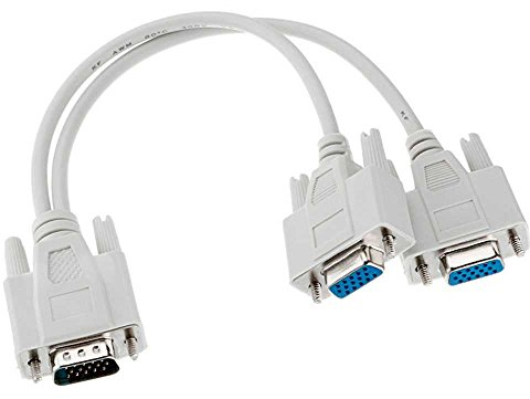 OcioDual Cavo Adattatore Sdoppiatore SVGA 1 Maschio a 2 Femmina VGA 20cm Splitter 15Pin per PC Doppio Due Schermo Monitor D-Sub