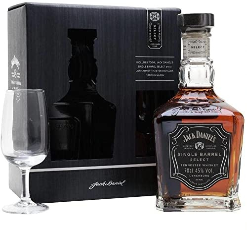 Jack Daniel’s Single Barrel Select 70cl - Special pack con un bicchiere. Whiskey speziato invecchiato in botti di rovere. 45% vol.