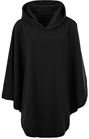 KK Fashion Lines Ladies Womens Fleece Poncho Capes Hooded Anti Pill Fleece Cosy Winter Warm (Black, One Size)