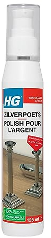 HG Polissage d'argent, polissage des objets en argent, pour les bijoux ou accessoires en argent noircis ou ternes, restaurer l'éclat naturel, résultats durables - 125 ml (491015103)