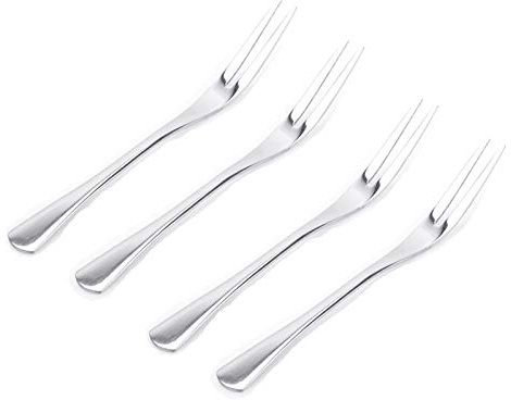 VANRA 5.1in 4-Piece Salad Forks Set Stainless Steel Cocktail Appetizer Dessert Fork Tasting Forks Silver Flatware Set