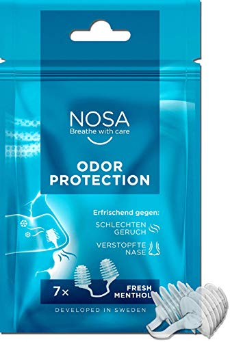 NOSA odor protection | Bouchon de nez | Évitez les odeurs désagréables | Bouchon de nez unique et discret | Protection contre les odeurs | Pack de 7 | Parfum de menthol frais | Facile à respirer