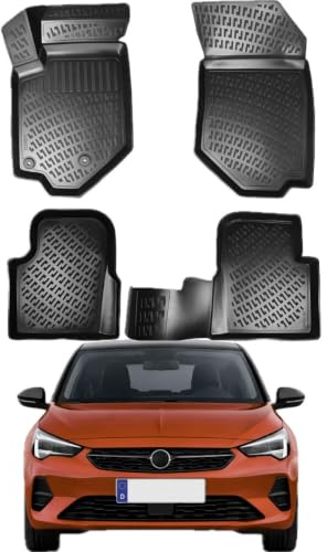 Rizline 3D Fussmatten für Opel Corsa F ab 2019 *Nicht für Elektro Corsa F* | Gummimatten aus TPE Gummi, Passgenau, Wasserdicht, Hoher Rand, Rutschfest, Leicht zu Reinigen