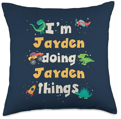Cool Jayden Personalized First Name Boys Throw Pillow