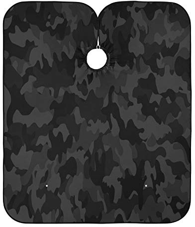Blueangle Black Camouflage Barber Cape for Men Hair Cutting - Waterproof Salon Hairdressing Cape, 65 x 55