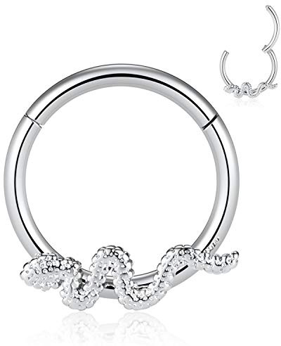 AROWRO 16 g rostfritt stål septum clicker daith rook tragus helix brosk lobe septum piercing smycke orm/pyramid/pil/stjärna design fällbar segmentring, Rostfritt stål