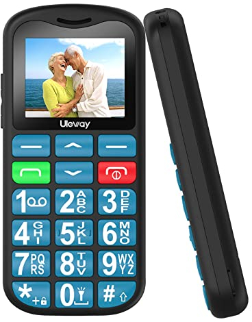 uleway Big Button Mobile Phone for Elderly, Easy to Use Basic Mobile Phone, SIM Free Unlocked Senior Mobile Phone With SOS Emergency Button, Large Volume, Flashlight, FM Radio (Blue)