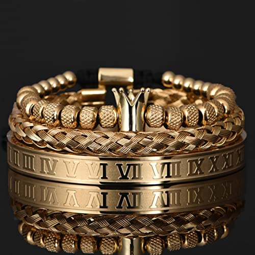 SONGK Luxe Romain Couronne Royale Bracelet à Breloques Hommes en Acier Inoxydable géométrie Pulseiras Hommes Ouvert réglable Bracelets Couple Bijoux Cadeau
