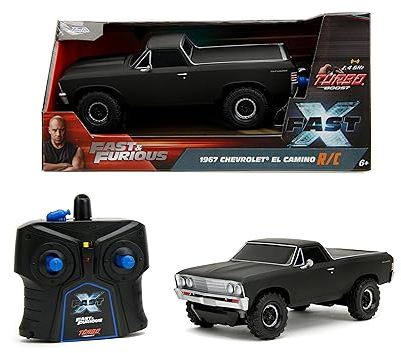 Jada Toys - Fast and Furious RC Modellauto 1967 Chevrolet EL Camino R/C (schwarz) - ferngesteuertes Auto aus Fast & Furious 10, 1:24 (20 cm), 2,4 GHz, bis 8 km/h, Spielzeugauto ab 6 Jahre