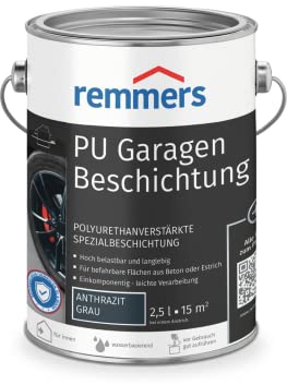 Remmers PU Garagenbeschichtung anthrazit, matt, 2,5 Liter, 2in1 Schutzanstrich, für Beschichtungen von Beton & Zementestrichflächen, für Garagenböden