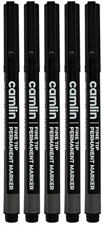 Back2School Permanent Marker Pens, BLACK, Fine Tip, Pack of 5, CD-DVD Marker Pens, UV Resistant Ink, Writes Most Surfaces, Waterproof Ink, ZOFAX Black Ball Pen
