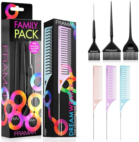 FRAMAR Juego de brochas para teñir el Cabello, brocha para teñir el Cabello, Framar Peines de Peluqueria Profesional - Peinetas Para el Pelo,
