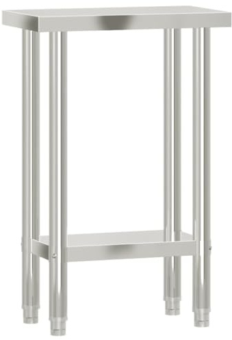 vidaXL Tavolo da Lavoro da Cucina 55x30x85 cm in Acciaio Inossidabile
