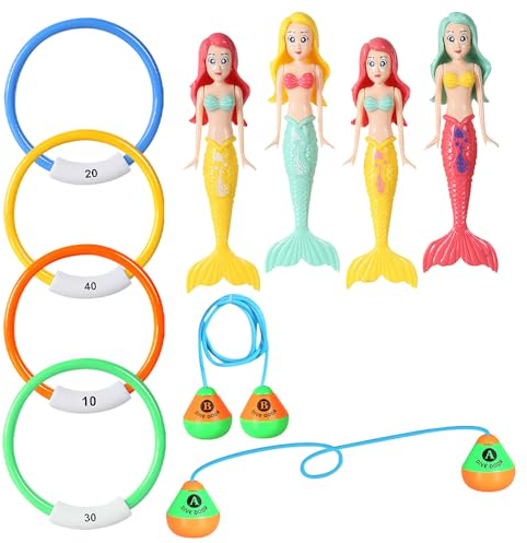YANGUN 10 Stück Tauchspielzeug für Kinder, Tauchspielzeug Tauchringe Kinder Set, Wasserspielzeug Outdoor Tauchringe, Trainingsspielzeug Tauchspiel, Schwimmbad Wasserspielzeug Outdoor