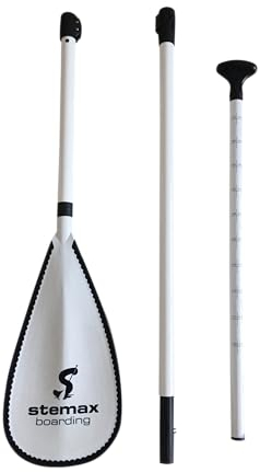 Stemax Fiberglas 3-teilig verstellbares SUP Paddel für SUP-Board Surfboard Stand up Paddle (Farbe: Weiß)