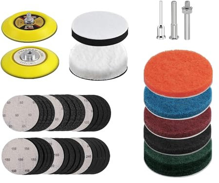 42 Stück Auto-Scheinwerfer-Restaurierungs-Kits, Schleifscheiben, Pad-Kits für Bohrmaschine, Schleifmaschine, Drehwerkzeuge, Haken und Schleifpapierscheiben, Scheinwerfer-Kratzer-Reparatur