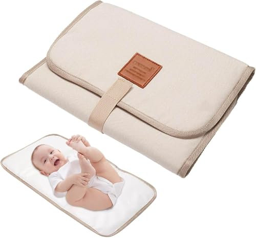 Fasciatoio pieghevole per il cambio del pannolino, impermeabile, comodo, portatile, impermeabile, pieghevole, per viaggi e neonati a casa all'aperto (beige)