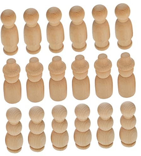 Lurrose 30stücke Unvollendete Holzfiguren Diy Steckpuppen Für Junge Mädchen Malerei Aktivitäten Natur Holzpuppen Ohne Lackierung Zum Bemalen Und Gestalten