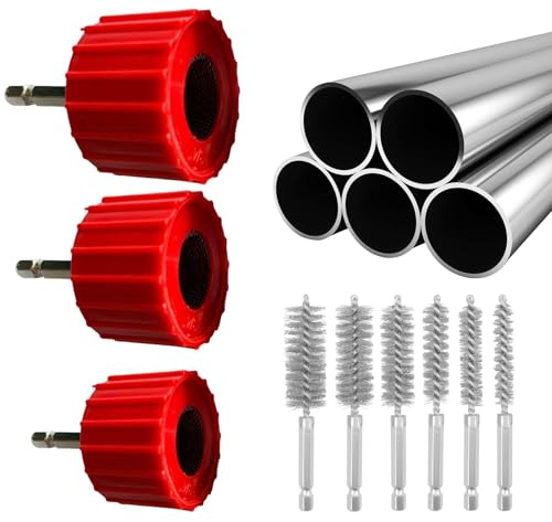 Metal Pipe Cleaner - 3X Drill Attachment Pipe Cleaner Set - Copper Pipe Tools, Pipe Cleaning Tool with 6 Stainless-Steel Wire Bristles for PVC PPR Copper Pipes