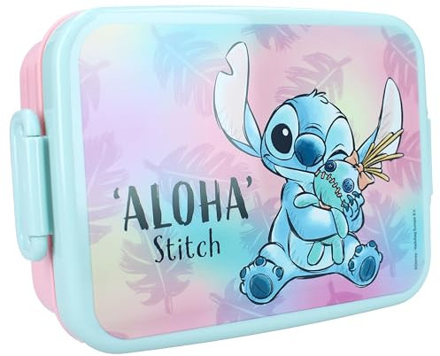 Vadobag STITCH Lunch Bunch - Portamerenda Lunch Box in plastica con coperchio - dimensioni 16x13x5cm DISNEY Originale Lilo e Stitch