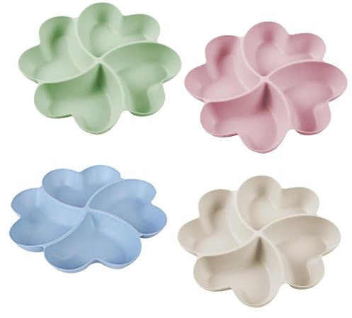 Snack Tray,4 PCS Snack Trays with Compartments,Compartment Tray,Serving Platters for Parties, Reusable Plastic Serving Trays for Snacks Fruit Nibbles Dessert Candies Nuts