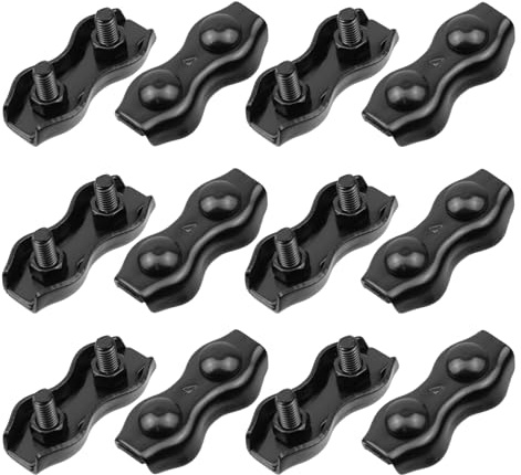Pastlla Duplex-Drahtseilklemme aus 316er Edelstahl, Doppelbolzenkabelklemme, passend für Drahtseilklemmen mit 4 mm Durchmesser, für Industrie, Hausrenovierung und Aquakultur, M4 (4/63,5 cm), 12 Stück