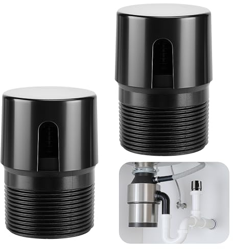 Nkiy Quen 2 Pcs 1-1/2 Inch NPT ABS in Line Vent,Black Air Admittance Valve to Prevent Sewer Gas,RV Plumbing Valve Vent for Tubes Showers Sink Drainage System