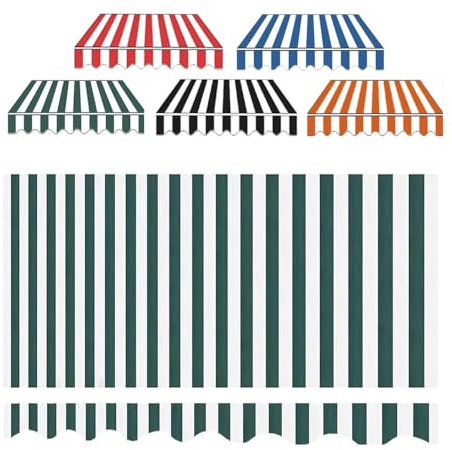 RTVGNSZSJL 400x250cm Tessuto per Tende da Sole, Tenda da Sole A Strisce in Tela Rverde, Impermeabile Ricambio per Tenda da Sole per Terrazze/Balconi/Ristorante(Green,13x8ft/400x250cm)