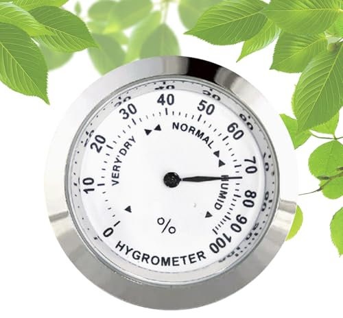 Igrometro analogico - Misuratore di umidità idrometrico, igrometro per humidor da 3,7 cm - Misuratore di umidità portatile preciso con struttura in lega di zinco, per humidor, custodie per