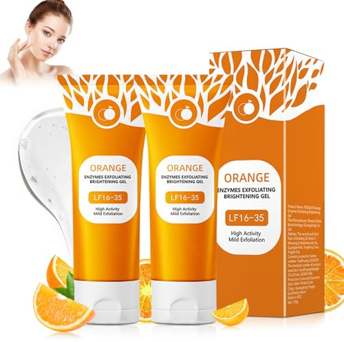Natürliches Orangen-Peeling-Gel für tiefenreinigende Gesichtspflege, 2er-Pack mit aufhellender und pflegender Wirkung