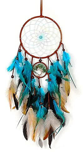 Dream Catcher, 60cm Dreamcatcher Blue Vintage Feather Dreamcatcher Handmade Dream Catchers in Bohemian Style for Wall Hanging Home Decor Ornaments Handicraft Room Decoration Blue