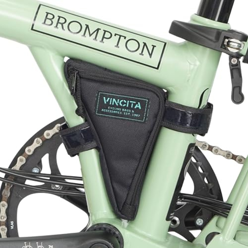 Vincita Boomerang Bag 3.0 - Borsa per telaio Brompton, accessorio per bicicletta, con cinghie antiscivolo, sistema di aggancio staccabile e tasca interna in rete (nero)