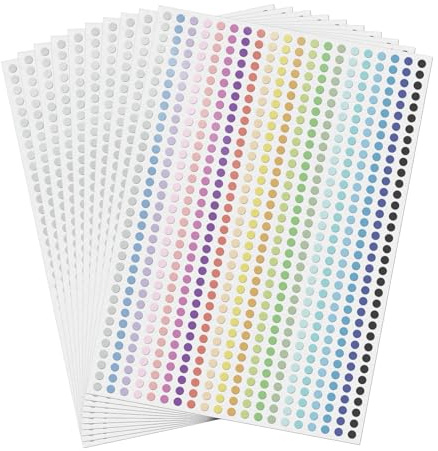 FINDAT 7000 Stück, 6.3 mm Klebepunkte Bunt Runde Punktaufkleber Etiketten | 20 Farben. Selbstklebend, Vinyl, wasserfest. Für Kalender, Büro, Schule, Farbcodierung & Markierung