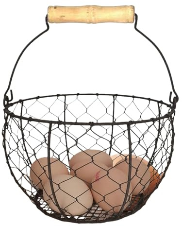Cesta Recogehuevos,Organizador De Cocina De Hierro Estilo Vintage Con Asa | Cesta Portahuevos Para Encimera - Para Recoger Fruta Verdura Patata Y Organizar Despensa Hogar