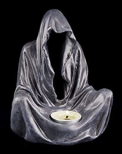 Figuren Shop Gmbh Reaper Support pour Bougie Chauffe-Plat - Die Ewige Flamme Moissonneur Démon Gothique Porte-Bougie