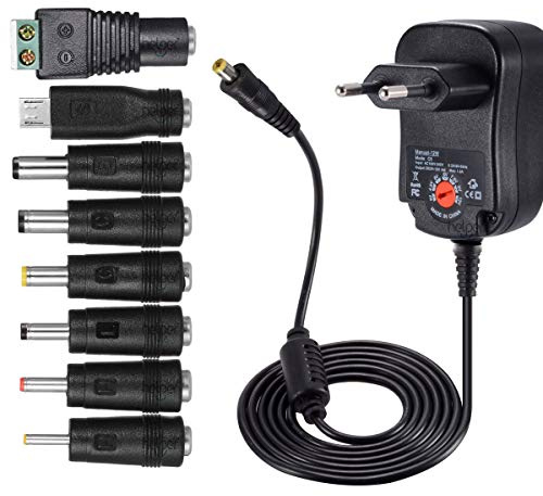 Universell 12 W 3 V 4,5 V 5 V 6 V 7,5 V 9 V 1 A 1 000 mA reglerad multispänning växling ersättning strömförsörjning adapter laddningskameror TV-box ljud