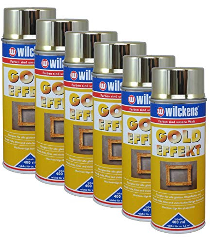 6x Gold Effekt Spray 400ml Lack Hochglanz Metallic Sprühfarbe Farbe