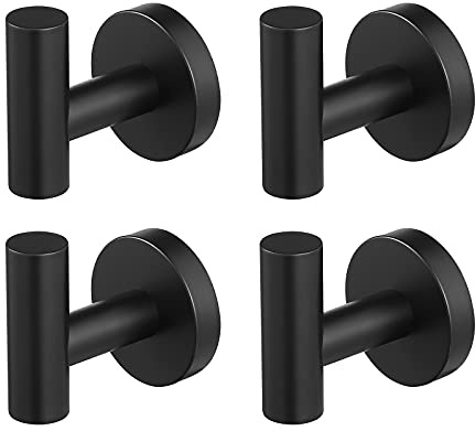 KES Perchero Baño 4 Piezas Ganchos Toallero Perchero Pared de Cocina Acero Inoxidable SUS 304 Negro Mate, A2164DG-BK-P4