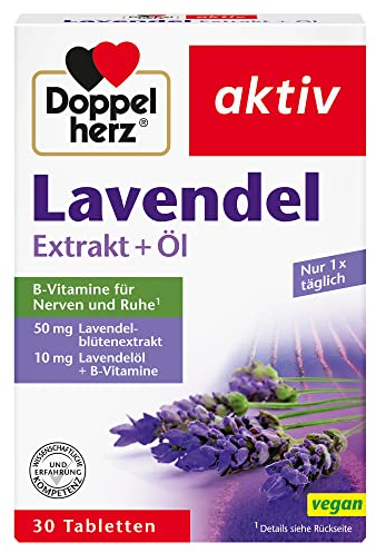 Doppelherz Lavendel Extrakt + Öl – Mit Vitamin B6 und B12 als Beitrag zur normalen Funktion der Psyche und des Nervensystems – 30 Tabletten