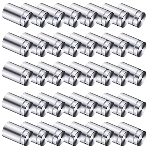 TIHOOK 40 STK Edelstahl Abstandshalter Wand, Montagekleinteile Acryl Abstandshalter, Schrauben Halter für Werbung, 12 x 20 mm Nägel Glas Standoff Halter | Schrauben Halter für Werbung, Nägel Glas Standoff Halter mit Schrauben und Gummistopfen für Schilder Displays
