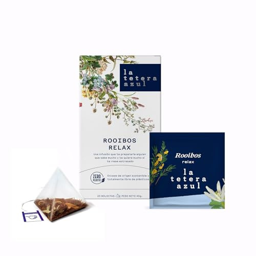 LA TETERA AZUL Rooibos Relax. 20 Pirámides Envueltas Individualmente.