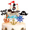 MiaLover Juego de 7 adornos para tartas piratas, decoración para tartas con texto en inglés Happy Birthday, decoración para cupcakes para niños, niñas, jóvenes, Halloween, fiestas, magdalenas,