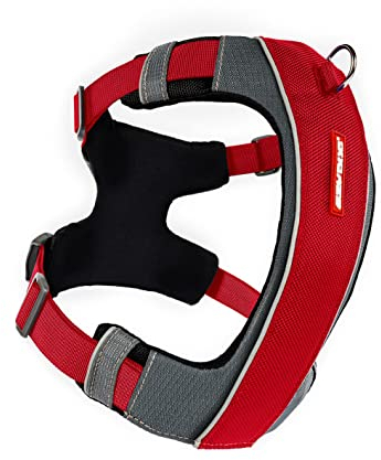 EzyDog No-Pull Hundegeschirr für Mittelgroße und Große Hunde, X-Link Anti Zug Geschirr Hund Verstellbar, Reflektierendes, Größenverstellbar, Brustgeschirr Gepolstert (L, Rot)