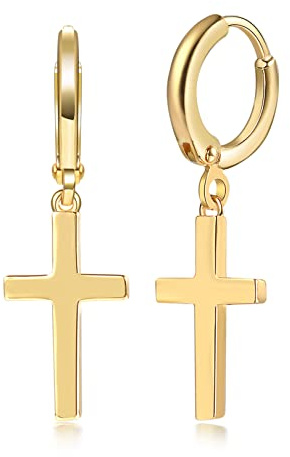 Silber Creolen Silber 925 Klein für Damen | Kreuz Klein Ohrringe mit Anhänger Gold Kreuz Klein Knorpel Creolen Ohrringe Set Piercingschmuck Weihnachten für Damen Herren